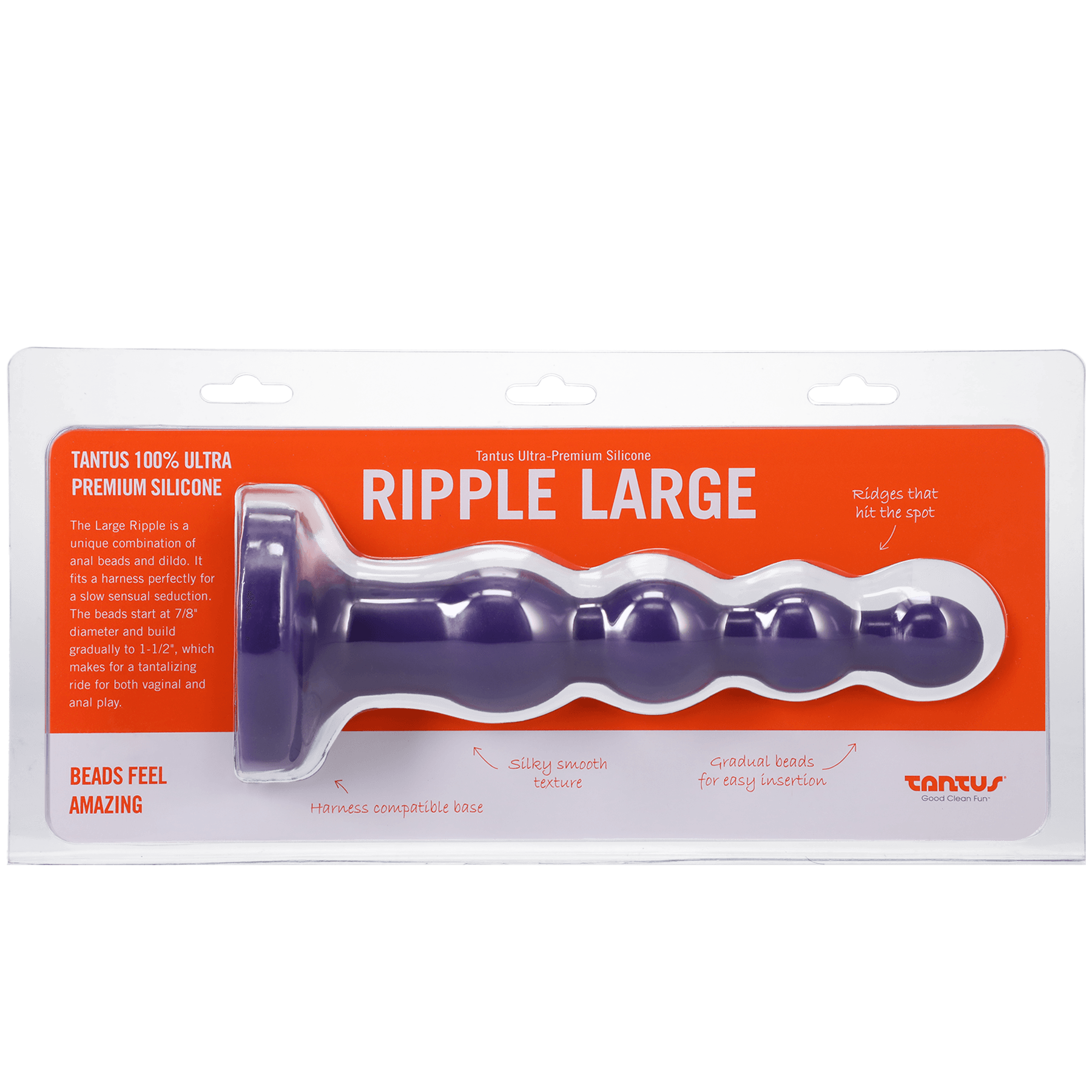 Tantus Silicone Large Ripple Butt Plug Midnight Purple