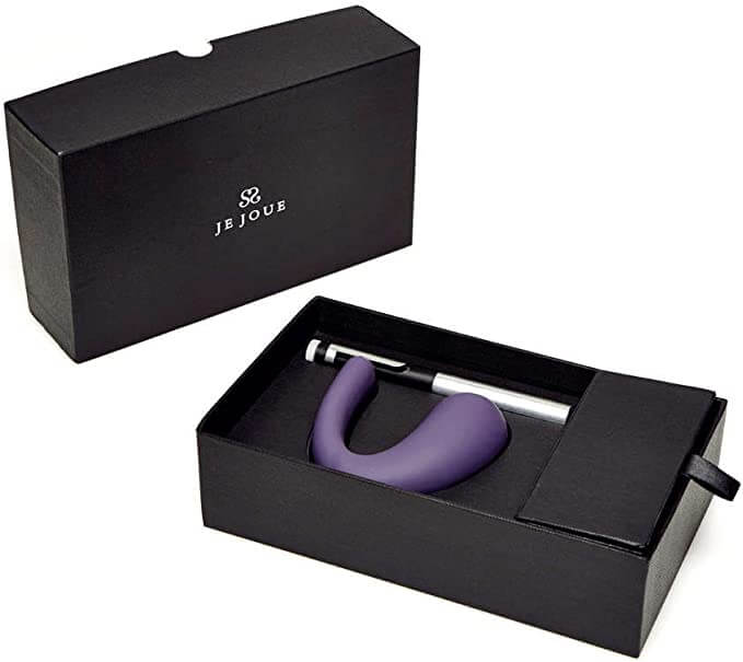 Je Joue Dua v1.2 Remote Control Vibrating in box, purple dual vibrator with pen-shaped remote, perfect for Tickle-Boxx exploration.
