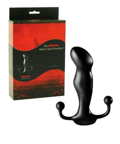 Aneros Progasm Black Ice Prostate Massager with packaging, designed for hands-free pleasure. Available at Tickle-boxx.