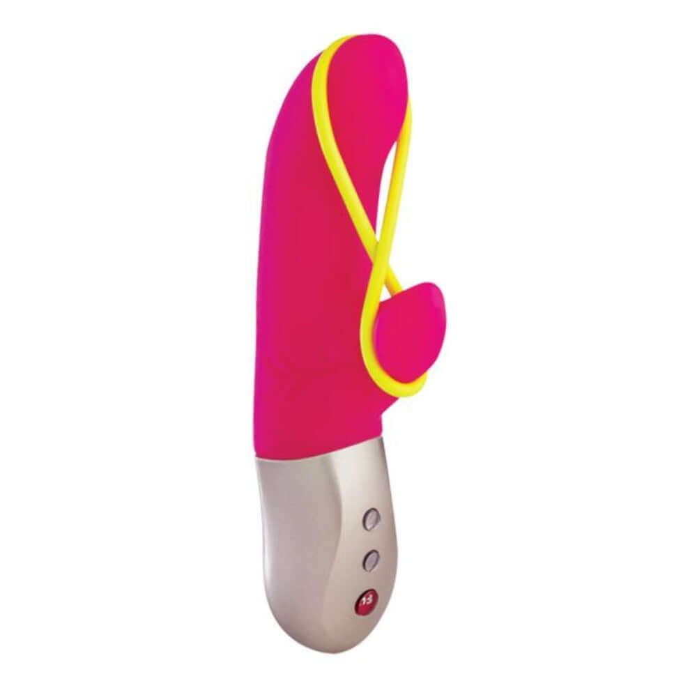 Amorino dual action rabbit vibrator-libia stimulation band-dual action-hot pink on white background-alternate view 2