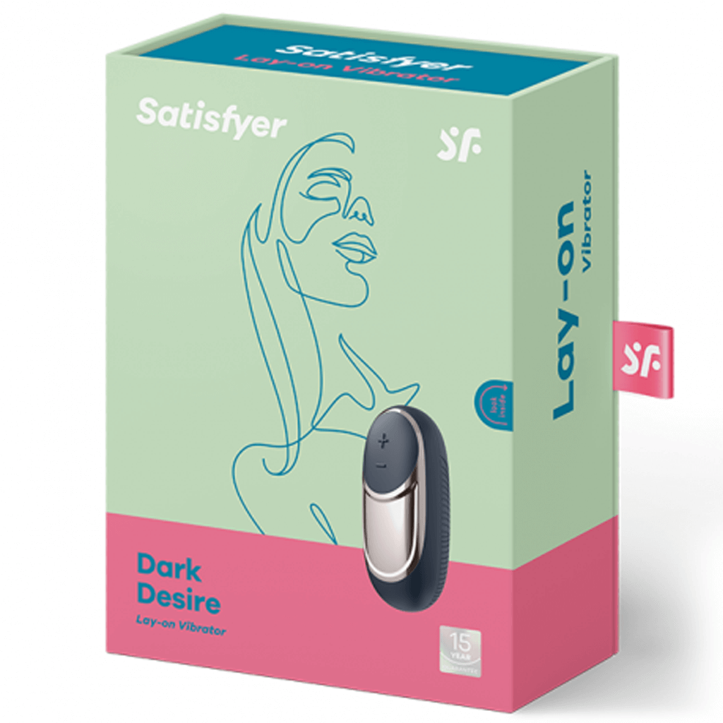 Satisfyer Dark Desire - Dark Blue, Brass - shown in box