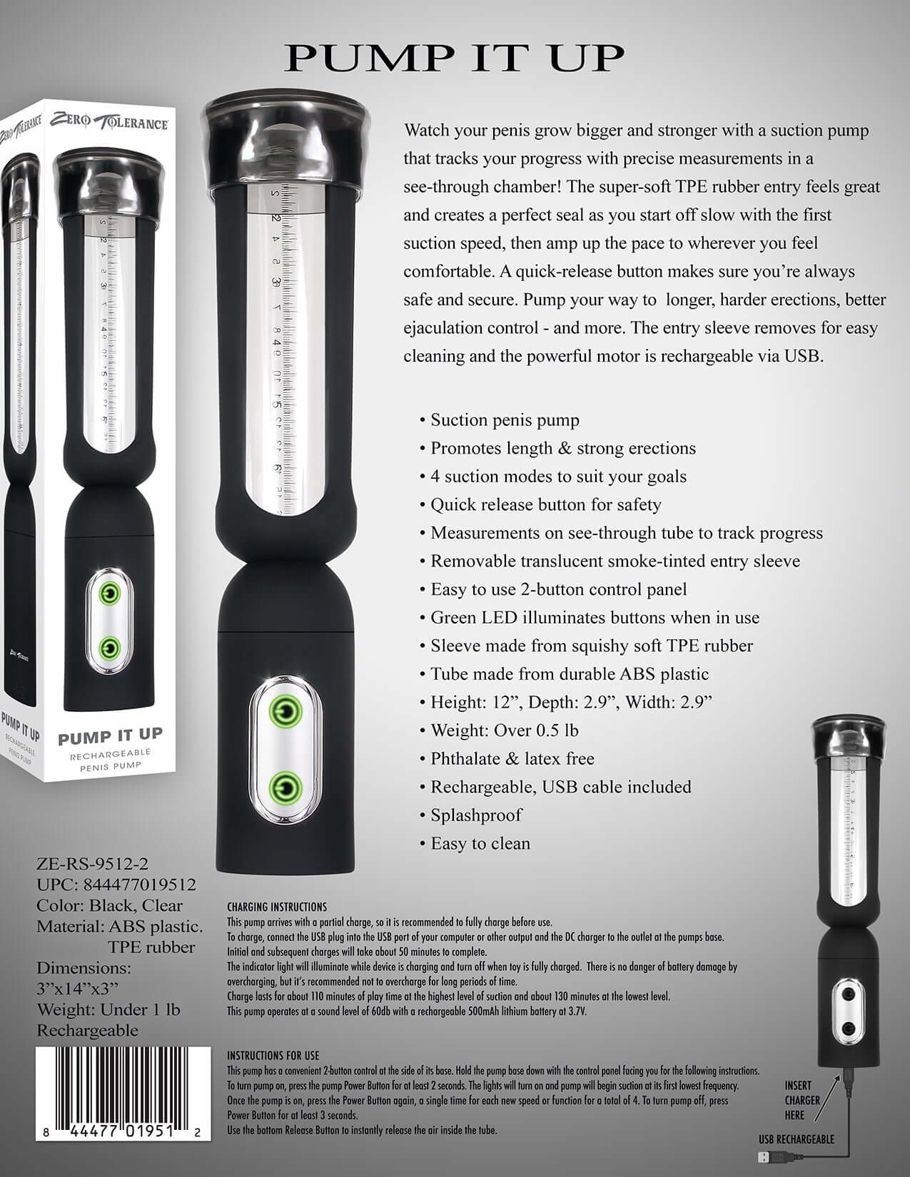 PUMP IT UP BLACK/CLEAR by Zero Tolerance