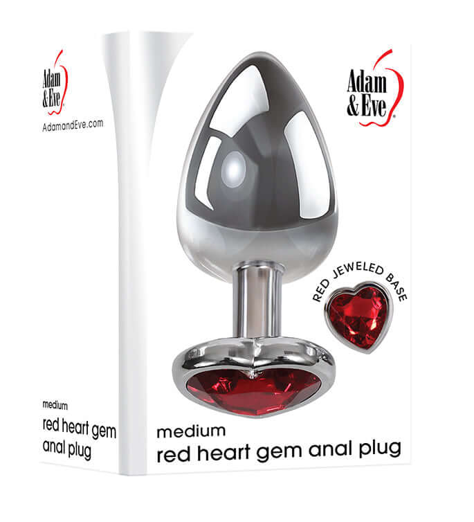 adam & eve packaging of medium butt plug with red gemstone base