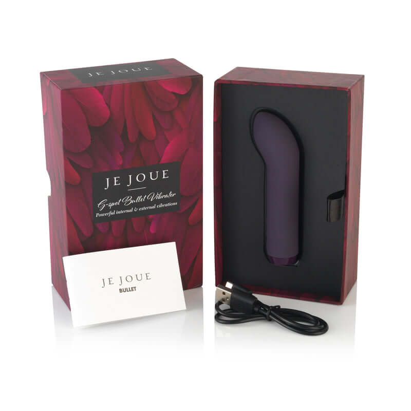 Je Joue G-Spot Bullet Vibrator in elegant packaging with USB charger and instruction card from Tickle-Boxx collection.