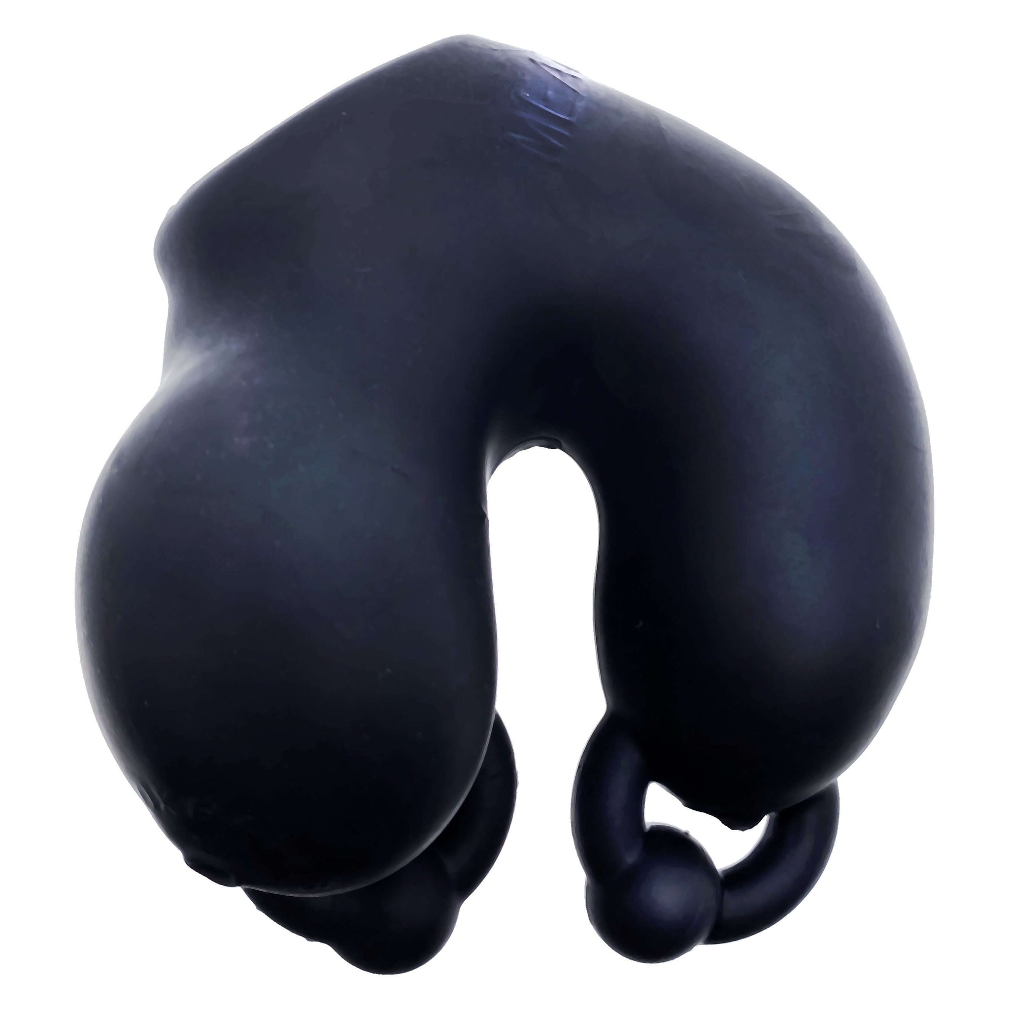 Oxballs MEATLOCKER chastity glove, black silicone design for shaft and balls restraint, featuring a unique anatomical fit with electro version option.